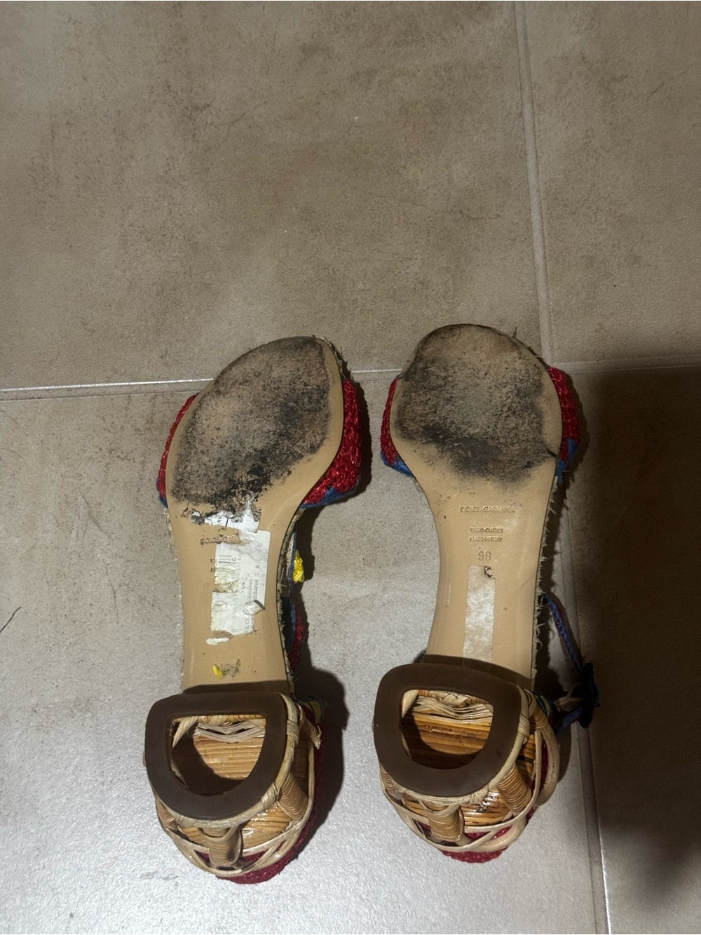 Dolce & Gabbana Vintage Multicolor Raffia Sandal - Picture 4 of 5